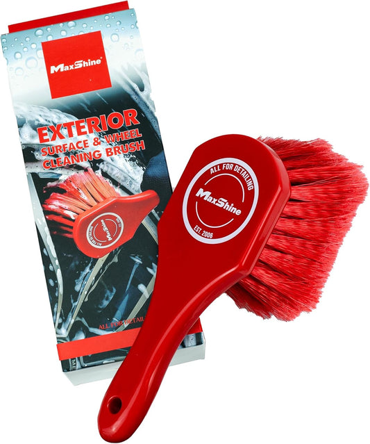 Maxshine Professional Exterior Surface & Wheel Cleaning Brush - Safe for Cars, Trucks, SUVs, RVs, Motorcycles, & More - for Exterior, Cleaning Wheels, Rims, Tires, Engines - Red