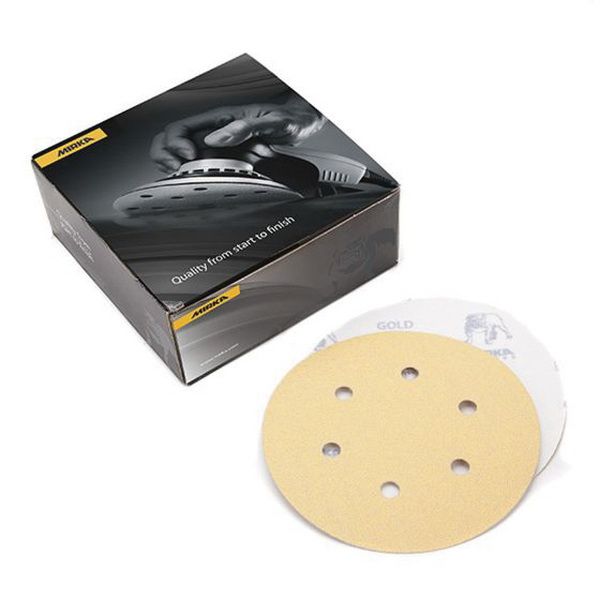 Mirka® Bulldog Gold 23612600 23 Series Semi-Open Coated Grip-On Sanding Disc, 5 in, Aluminum Oxide