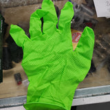 Green raised textured gloves