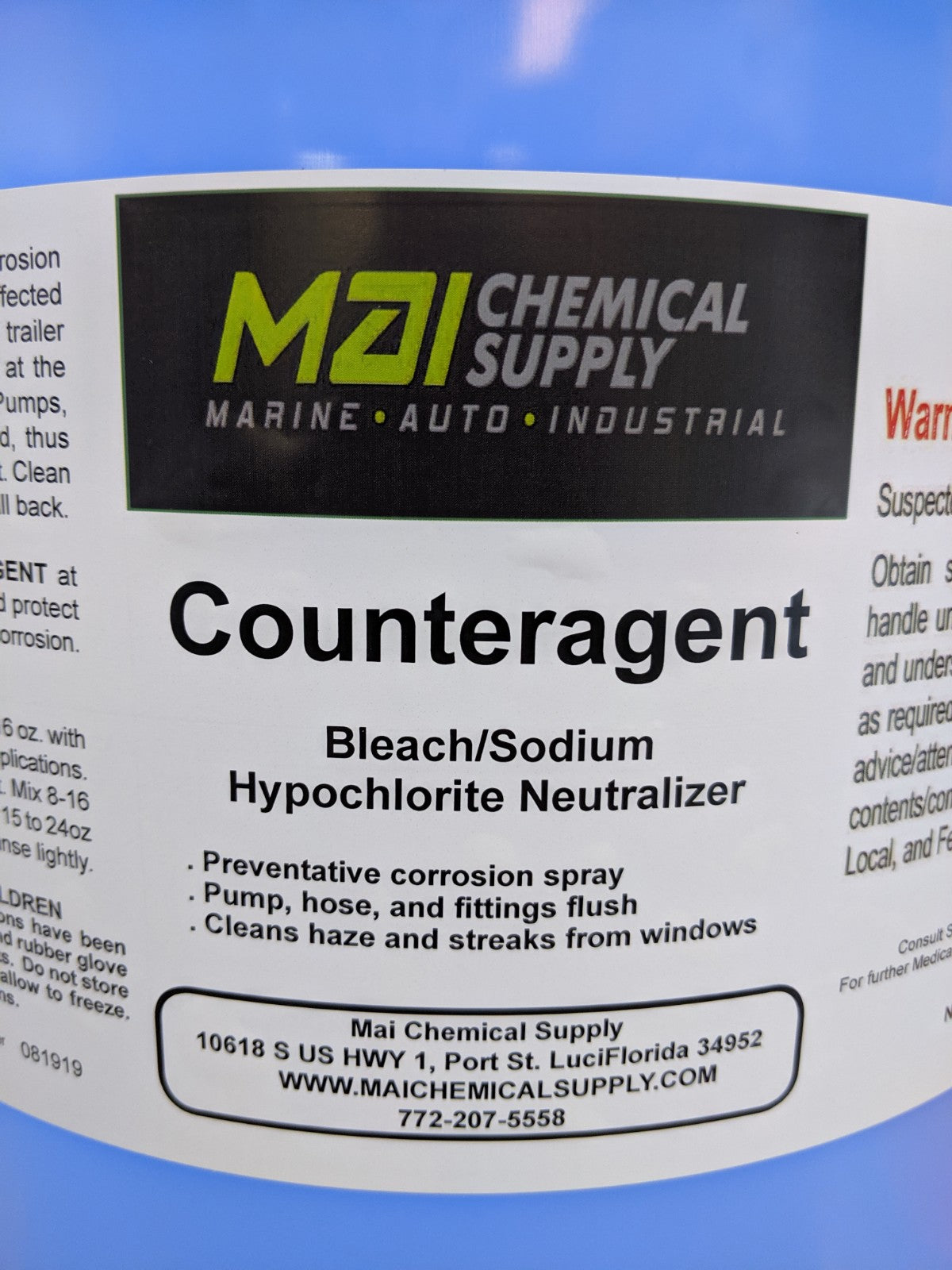 1 Gal COUNTERAGENT (Bleach/Sodium Hypochlorite Neutralizer)