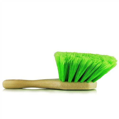 Tire/Wheel Brush- Heavy Cleaning With Gentle Feathered Bristles Short Handle Green Bristles